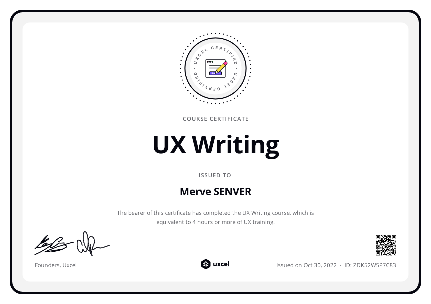 Merve SENVER's certificate